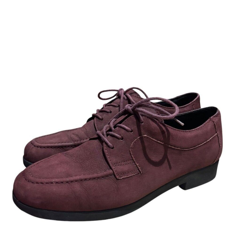 Rockport Waterproof Nubuck Leather Derby Oxford 8 Walking Shoes Wine Red Lace Up